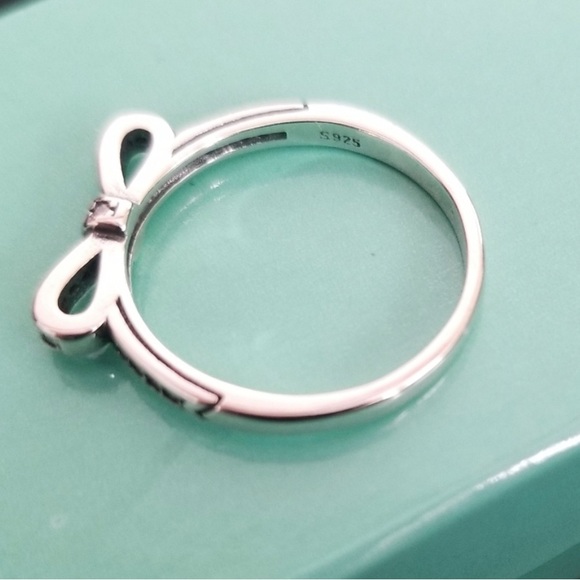 Bow Tie Sterling Silver 925 Stacking Ring - Picture 2 of 5